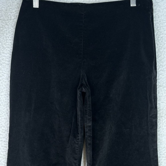Sigrid Olsen Sport Black Velvet Pants Wide Leg Floral Embroidery Hem Petite 8P - Picture 2 of 10